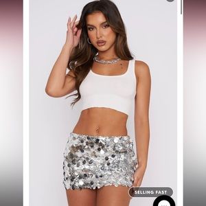 White Fox Boutique Low-Rise Sequin Mini Skirt
